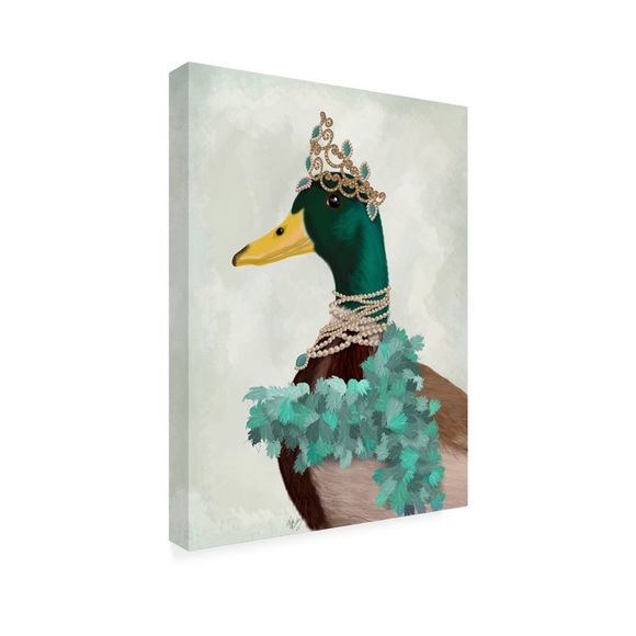 MALLARD DUCK WITH TIARA AND BOA CANVAS WALL ART - Picture 4 of 5